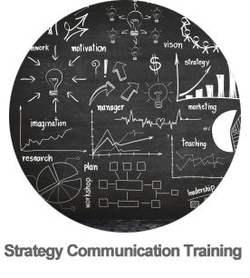 business strategy on blackboard round